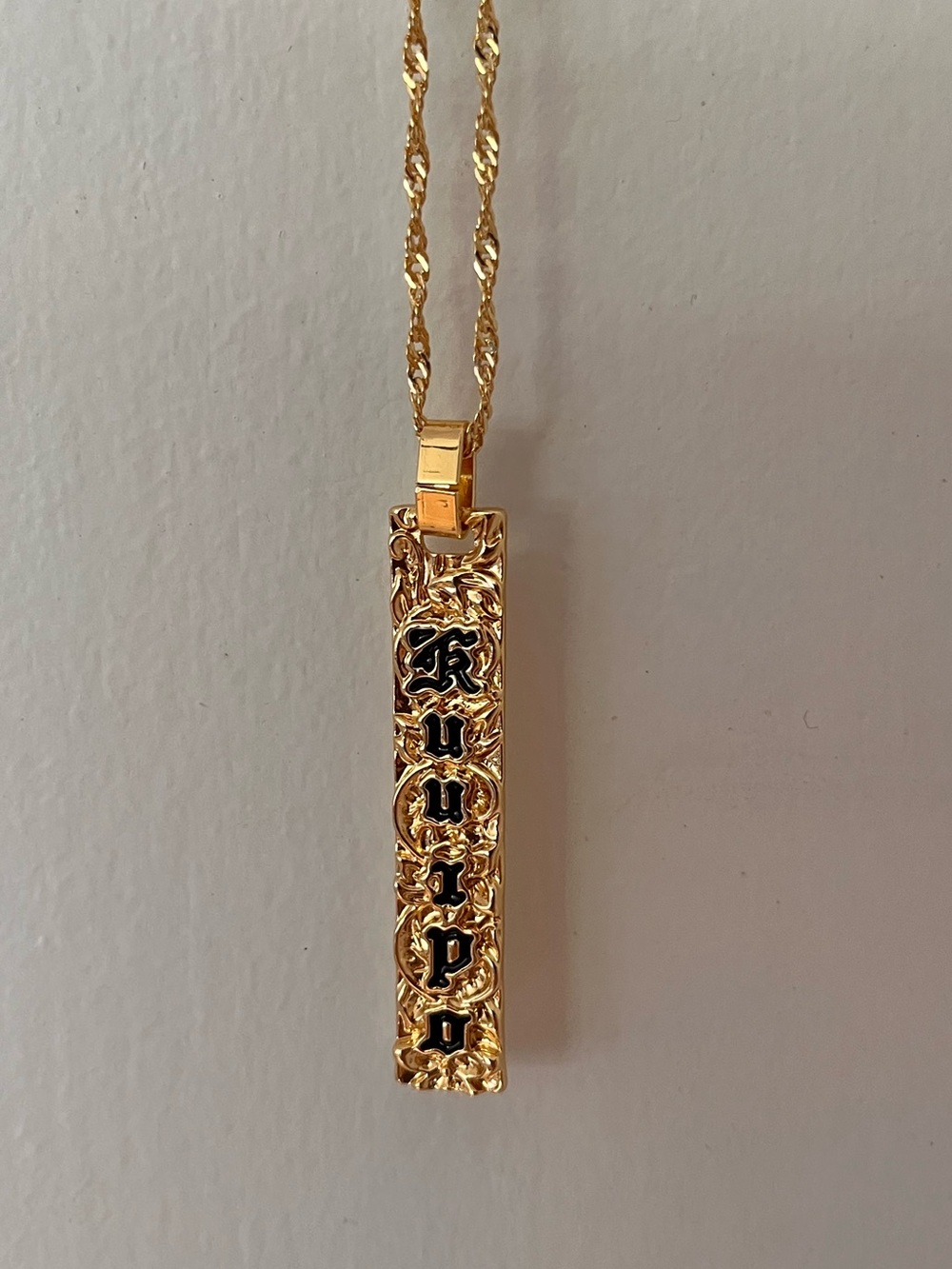 Gold Vertical Bar Necklace with Kuuipo Pendant